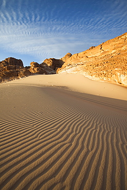 Pattern of sun on sand dune in Sinai, Egypt, North Africa, Africa