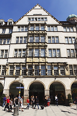 The Hirmer store on Kaufingerstrasse, the main shopping street, in central Munich, Bavaria, Germany, Europe