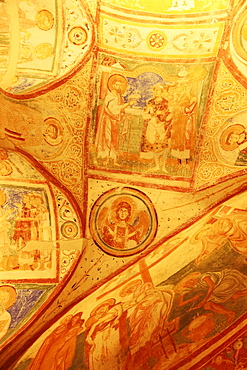 Ninth-century Christian frescoes, crypt ceiling, the Basilica of Santa Maria Assunta, Aquileia, Friuli-Venezia Giulia, Italy, Europe