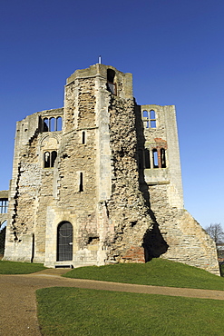 The Norman gateway and staircase tower at the ruins of Newark Castle in Newark-upon-Trent, Nottinghamshire, England, United Kingdom, Europe