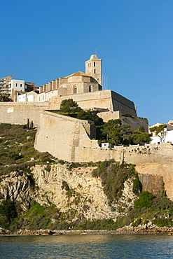 View of Ibiza old town and Dalt Vila, UNESCO World Heritage Site, Ibiza, Balearic Islands, Spain, Mediterranean, Europe