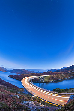 Loch a' Chairn Bhain, Kylesku, Kylesku Bridge, landmark on the North Coast 500 Tourist Route, Sutherland, Highlands, Scotland, United Kingdom, Europe