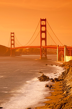 Golden Gate Bridge from Marshall Beach, San Francisco, California, United States of America, North America