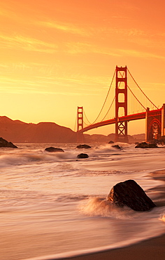 Golden Gate Bridge from Marshall Beach, San Francisco, California, United States of America, North America