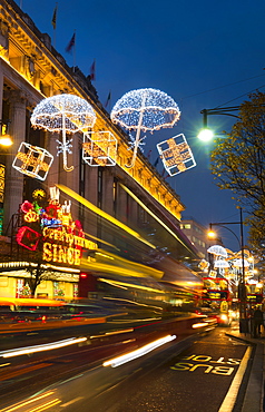 Selfridges and Christmas lights, Oxford Street, London, England, United Kingdom, Europe