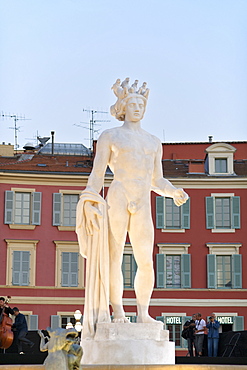 Statue of Apollo in the Place Massena, Nice, Provence, Cote d'Azur, French Riviera, France, Mediterranean, Europe