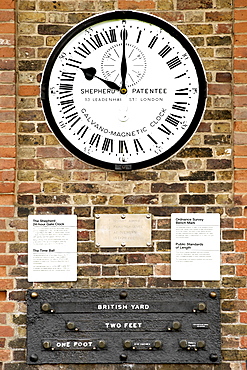 The Shepherd 24-hour gate clock at the Royal Observatory, Greenwich, UNESCO World Heritage Site, London, England, United Kingdom, Europe