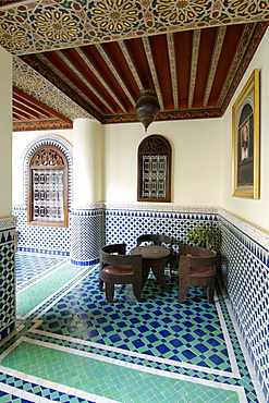 Interior of the Riad El Yacout in Fez, Morocco