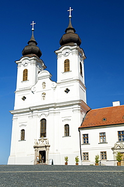 Benedictine Abbey on Tihany peninsula along the shores of Lake Balaton, Hungary, Europe