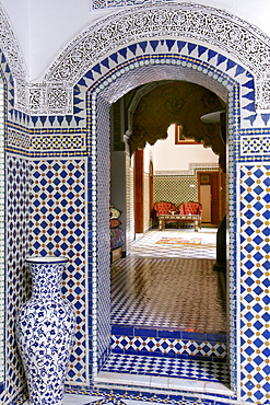 Interior of the Riad El Yacout in Fez, Morocco