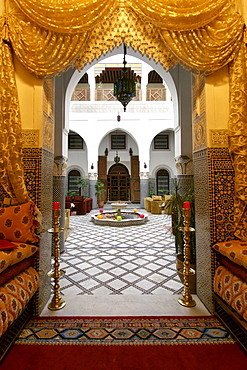 Interior of the Riad El Yacout in Fez, Morocco