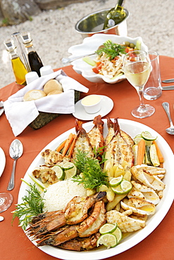 Seafood platter at Matemo lodge in the Quirimbas archipelago in Mozambique, Africa