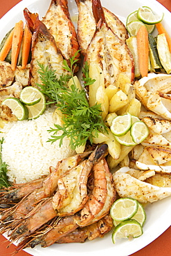 Seafood platter at Matemo lodge in the Quirimbas archipelago in Mozambique, Africa