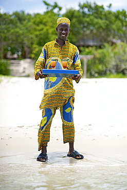 Welcome drinks at Guludo Beach Lodge in the Quirimbas National Park in northern Mozambique, Africa