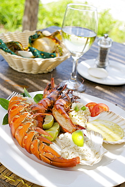 Lobster dish at Guludo beach lodge in the Quirimbas archipelago off the coast of northern Mozambique, Africa