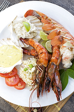 Lobster dish at Guludo beach lodge in the Quirimbas archipelago off the coast of northern Mozambique, Africa