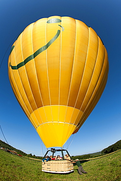 Montgolfiere (hot air balloon) in the Dordogne region of south west France, Europe