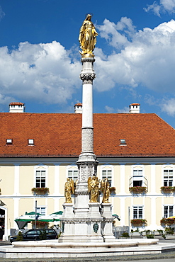 Statue of the Virgin Mary on Kaptol Square in Zagreb, capital of Croatia, Europe