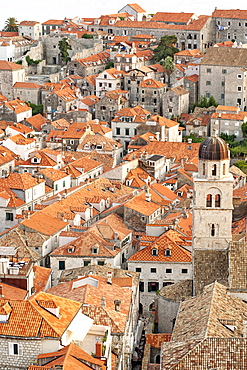 View over the rooftops of the old town in the city of Dubrovnik, UNESCO World Heritage Site, with Lokrum Island beyond, Adriatic Coast, Croatia, Europe