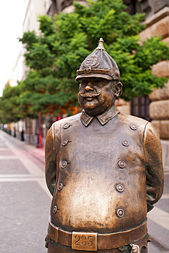 Hungarian policeman statue on Zrinyi Street, Budapest, Hungary, Europe