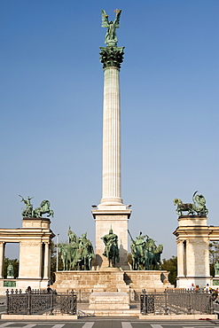 The Millennium Memorial in Heroes Square in Budapest, Hungary, Europe