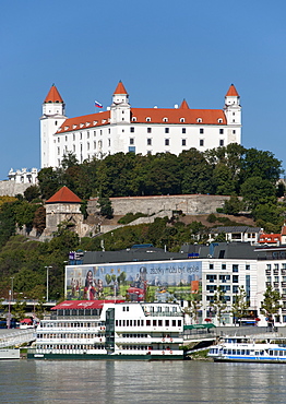 Bratislava castle and the Danube River in Bratislava, Slovakia, Europe