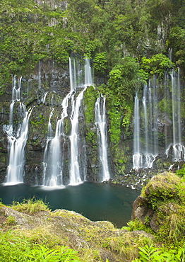 Cascades (waterfall) de Grande Coude on the French island of Reunion in the Indian Ocean, Africa