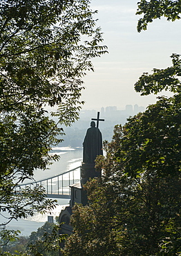 Monument to Volodymyr (Vladimir) the great overlooking the Dnieper River in Kiev, Ukraine, Europe