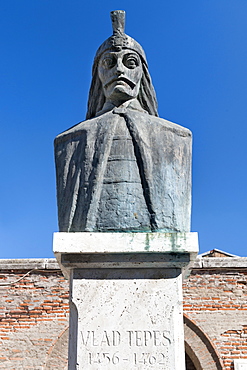 Bust of Vlad Tepes (Vlad III) (Dracula) a 15th century ruler of Wallachia, Bucharest, Romania, Europe