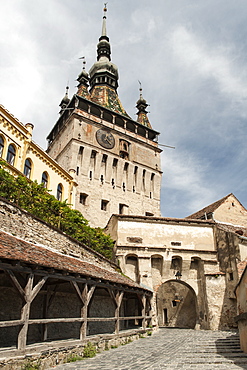 The Clock Tower in the Sighisoara citadel in Sighisoara, UNESCO World Heritage Site, a town in the Transylvania region of central Romania, Europe