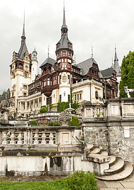 Peles Castle near Sinaia in the Carpathian mountains in the Transylvania region of central Romania, Europe