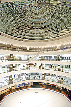 Interior view of the City Hall shopping centre and its ice rink in Doha, Qatar.