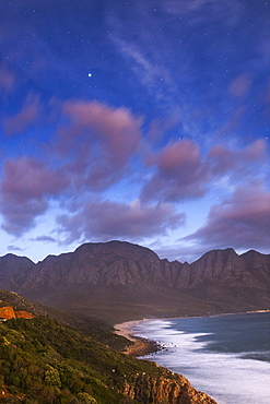 Moonlit view of Kogel Bay near Cape Town in South Africa.