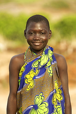 Portrait of Ugandan child in a village in Kabwoya wildlife reserve on the shores of Lake Albert in Uganda.