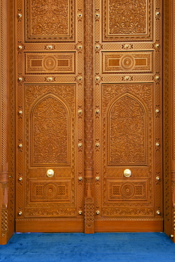 Doors in the Sultan Qaboos Grand Mosque in Muscat, Oman.