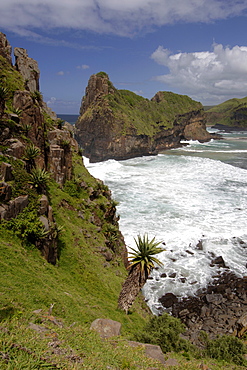 View of Hole in the Wall and surrounding landscape along the wild coast in a region of South Africa's Eastern Cape Province formerly known as the Transkei.