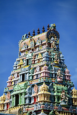 Close-up of an ornate Hindu temple in Nadi (Nandi) on the island of Viti Levu, Fiji, Pacific