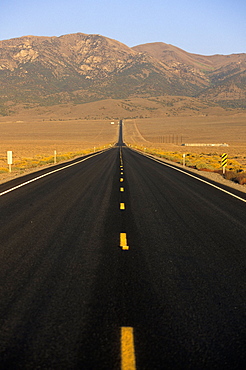 Highway 50 - 'The Loneliest Road in America' that crosses Nevada's desert landscape west to east from California to Utah, The Great Basin, Nevada, USA