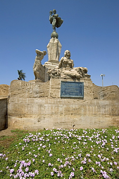 Independence statue on the Plaza de Armas in the capital of the north, Trujillo, Peru, South America.