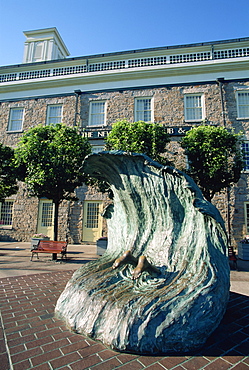 Sculpture depicting someone diving into a wave, Newport, Rhode Island, New England, United States of America, North America