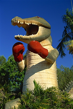 Large plastic crocodile by the Arnhem Highway at the small town of Humpty Doo, southeast of Darwin, Northern Territory, Australia, Pacific