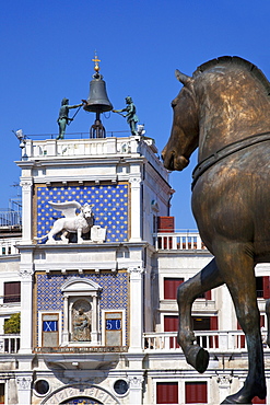 Torre dell'Orologio from St. Mark's Basilica (Basilica di San Marco), Venice, UNESCO World Heritage Site, Veneto, Italy, Europe