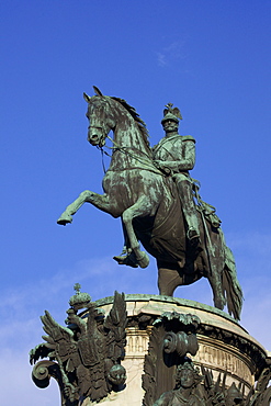 Equestrian statue of Tsar Nicholas I, St. Isaac's Square, St. Petersburg, Russia, Europe 