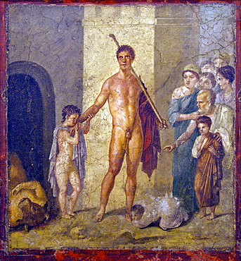 Theseus honoured by Athenians after killing the Minotaur, House of Gavius Rufus from Pompeii, National Archaeological Museum, Naples, Campania, Italy, Europe