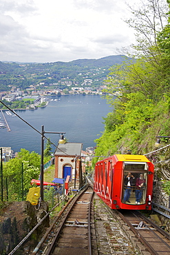 View of the city of Como from Como-Brunate funicular, Lake Como, Lombardy, Italian Lakes, Italy, Europe