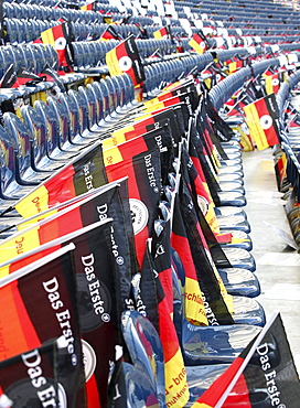 German flags on every seat in the football stadium