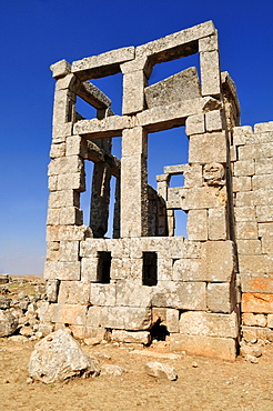 Byzantine ruin of Qasr al-Banat monastery at the archeological site of Dana, Dead Cities, Syria, Middle East, West Asia