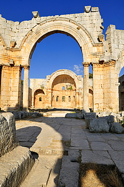 Ruin of Saint Simeon Monastery, QalaÂ¥at Samaan, Qalaat Seman archeological site, Dead Cities, Syria, Middle East, West Asia