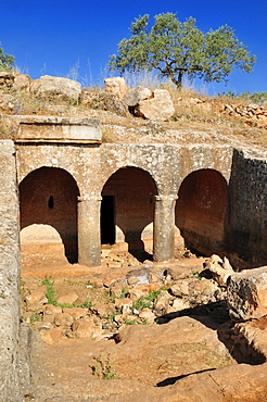 Byzantine well house carved into the rock, archeological site of Al-Bara, Dead Cities, Syria, Middle East, West Asia