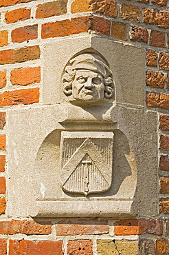 Wall detail, historic centre of Bruges, Unesco World Heritage Site, Belgium, Europe